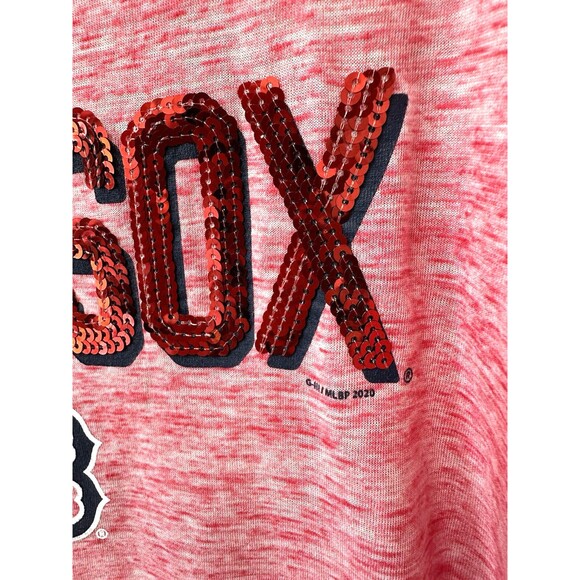 Boston Red Sox Baseball Tank Top Women's Small Red Sequin Stretch Shirt - Picture 6 of 12